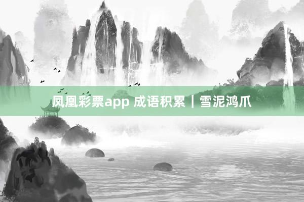 凤凰彩票app 成语积累|雪泥鸿爪