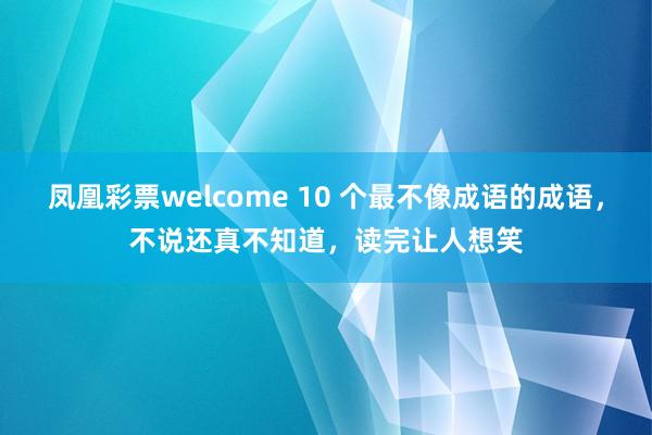 凤凰彩票welcome 10 个最不像成语的成语，不说还真不知道，读完让人想笑