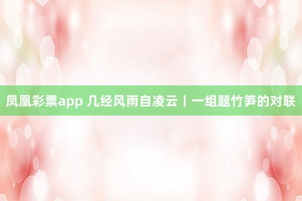 凤凰彩票app 几经风雨自凌云丨一组题竹笋的对联