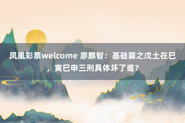 凤凰彩票welcome 廖麒智：基础篇之戊土在巳，寅巳申三刑具体坏了谁？