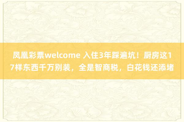凤凰彩票welcome 入住3年踩遍坑！厨房这17样东西千万别装，全是智商税，白花钱还添堵