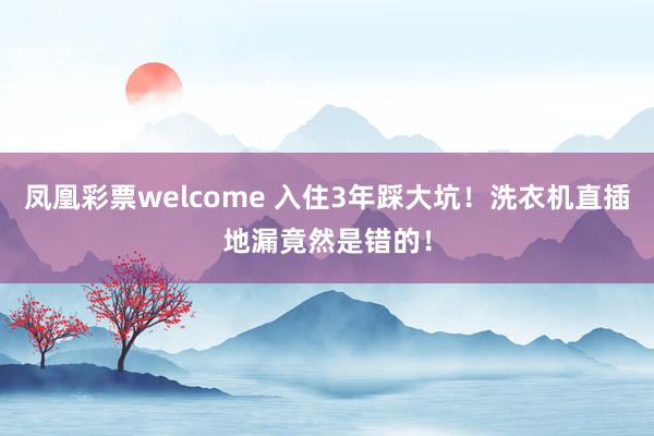 凤凰彩票welcome 入住3年踩大坑！洗衣机直插地漏竟然是错的！