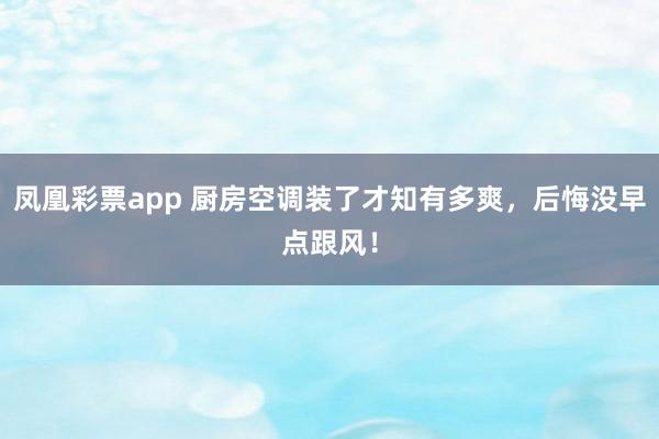 凤凰彩票app 厨房空调装了才知有多爽，后悔没早点跟风！