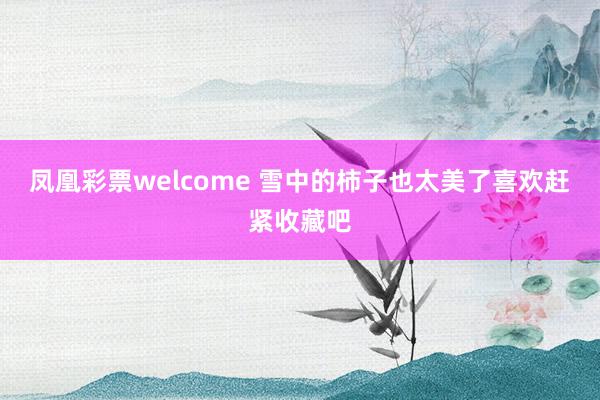 凤凰彩票welcome 雪中的柿子也太美了喜欢赶紧收藏吧