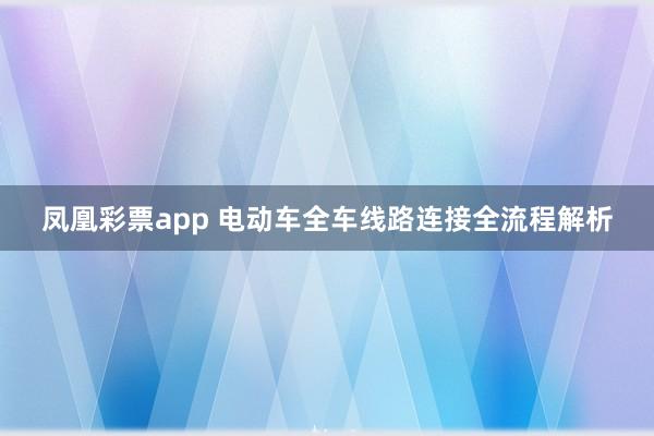 凤凰彩票app 电动车全车线路连接全流程解析
