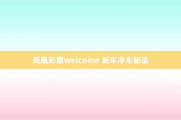 凤凰彩票welcome 新车净车秘法