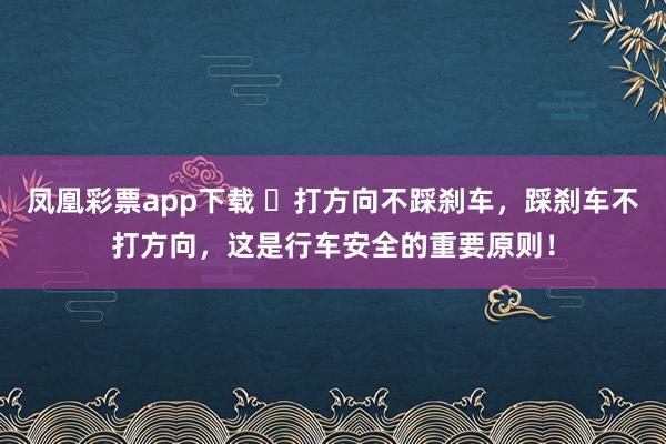 凤凰彩票app下载 打方向不踩刹车,踩刹车不打方向,这是行车安全的重要原则!
