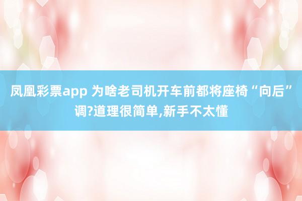 凤凰彩票app 为啥老司机开车前都将座椅“向后”调?道理很简单,新手不太懂