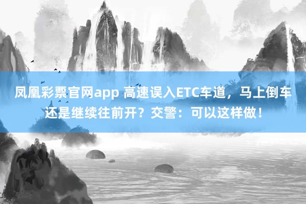 凤凰彩票官网app 高速误入ETC车道，马上倒车还是继续往前开？交警：可以这样做！