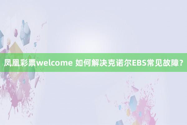 凤凰彩票welcome 如何解决克诺尔EBS常见故障？