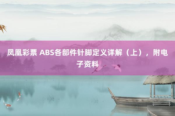 凤凰彩票 ABS各部件针脚定义详解（上），附电子资料