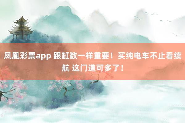 凤凰彩票app 跟缸数一样重要!买纯电车不止看续航 这门道可多了!