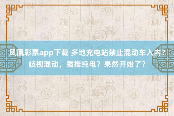 凤凰彩票app下载 多地充电站禁止混动车入内？歧视混动，强推纯电？果然开始了？