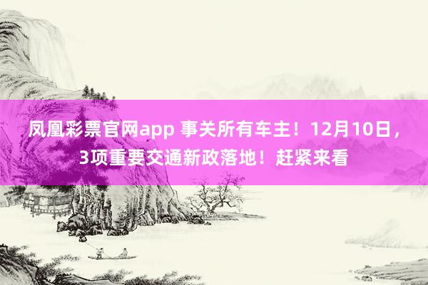 凤凰彩票官网app 事关所有车主!12月10日,3项重要交通新政落地!赶紧来看