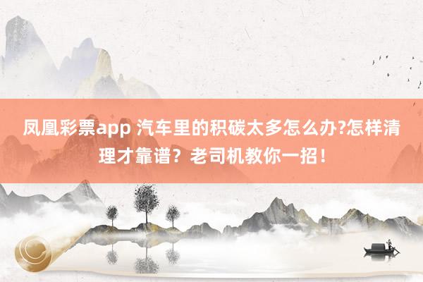 凤凰彩票app 汽车里的积碳太多怎么办?怎样清理才靠谱?老司机教你一招!