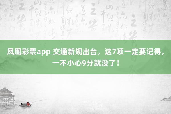 凤凰彩票app 交通新规出台,这7项一定要记得,一不小心9分就没了!