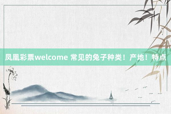 凤凰彩票welcome 常见的兔子种类！产地！特点
