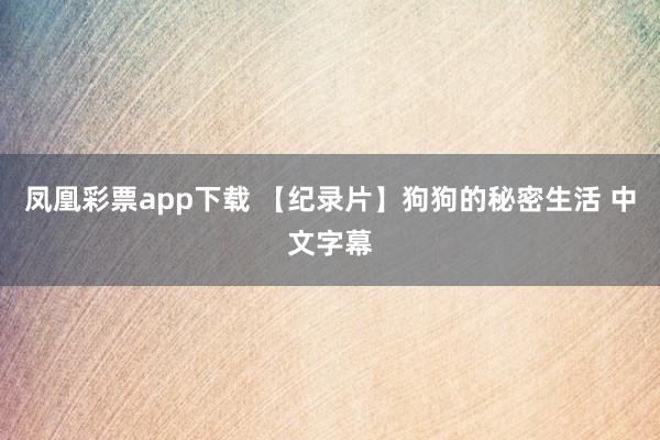 凤凰彩票app下载 【纪录片】狗狗的秘密生活 中文字幕