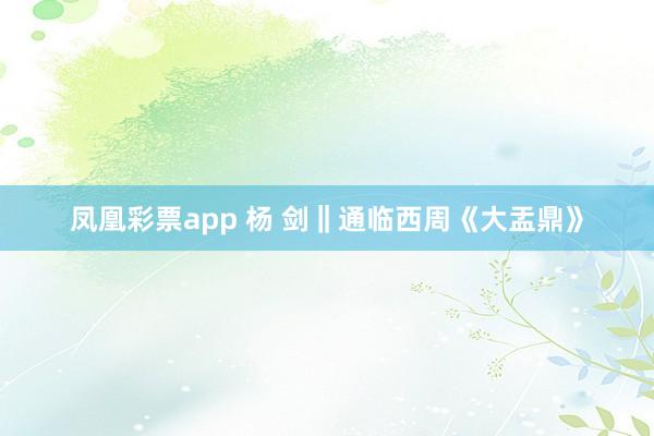 凤凰彩票app 杨 剑‖通临西周《大盂鼎》