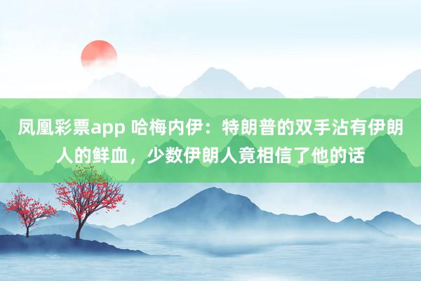 凤凰彩票app 哈梅内伊：特朗普的双手沾有伊朗人的鲜血，少数伊朗人竟相信了他的话