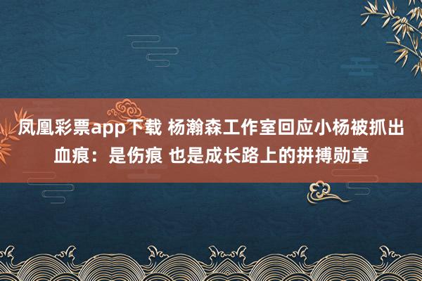 凤凰彩票app下载 杨瀚森工作室回应小杨被抓出血痕:是伤痕 也是成长路上的拼搏勋章