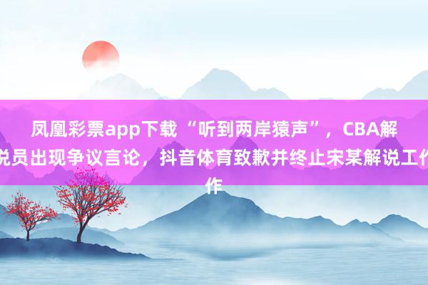 凤凰彩票app下载 “听到两岸猿声”，CBA解说员出现争议言论，抖音体育致歉并终止宋某解说工作