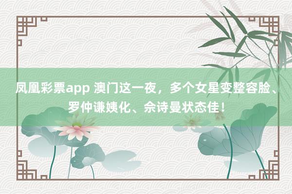 凤凰彩票app 澳门这一夜，多个女星变整容脸、罗仲谦姨化、佘诗曼状态佳！