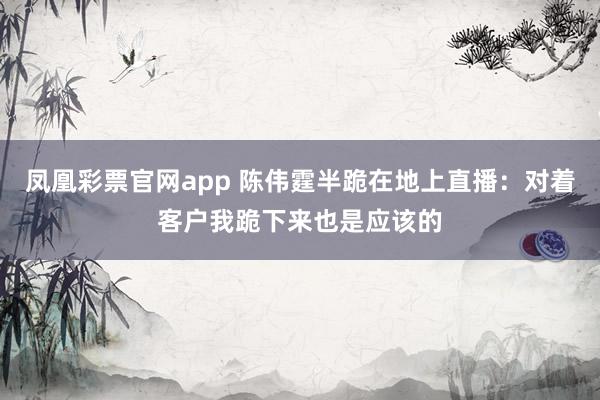 凤凰彩票官网app 陈伟霆半跪在地上直播：对着客户我跪下来也是应该的