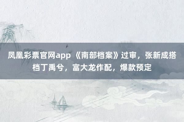 凤凰彩票官网app 《南部档案》过审，张新成搭档丁禹兮，富大龙作配，爆款预定