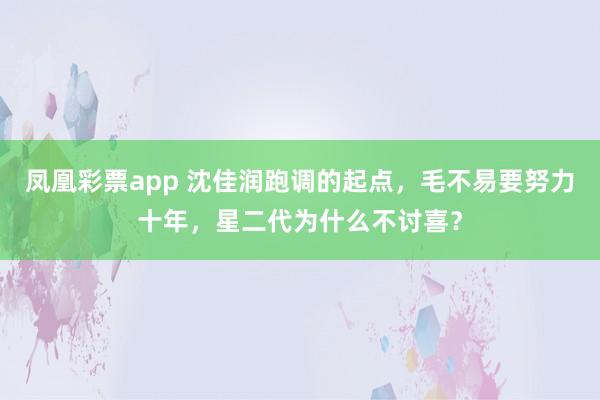 凤凰彩票app 沈佳润跑调的起点，毛不易要努力十年，星二代为什么不讨喜？