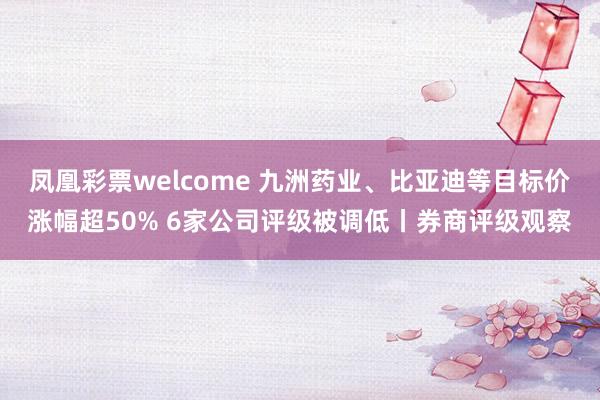 凤凰彩票welcome 九洲药业、比亚迪等目标价涨幅超50% 6家公司评级被调低丨券商评级观察