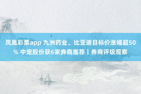 凤凰彩票app 九洲药业、比亚迪目标价涨幅超50% 中宠股份获6家券商推荐丨券商评级观察