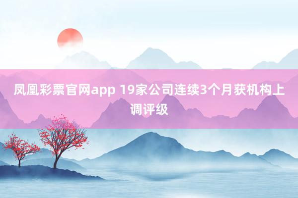 凤凰彩票官网app 19家公司连续3个月获机构上调评级