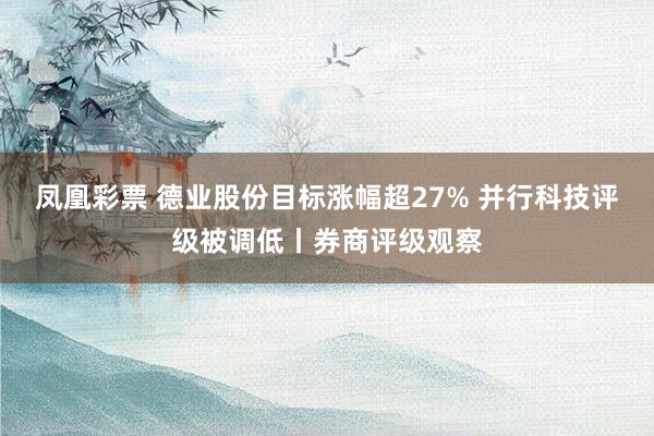 凤凰彩票 德业股份目标涨幅超27% 并行科技评级被调低丨券商评级观察