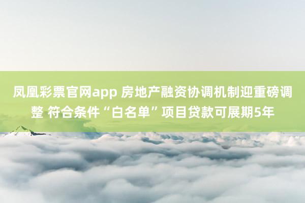 凤凰彩票官网app 房地产融资协调机制迎重磅调整 符合条件“白名单”项目贷款可展期5年