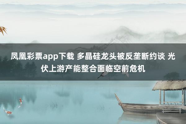 凤凰彩票app下载 多晶硅龙头被反垄断约谈 光伏上游产能整合面临空前危机