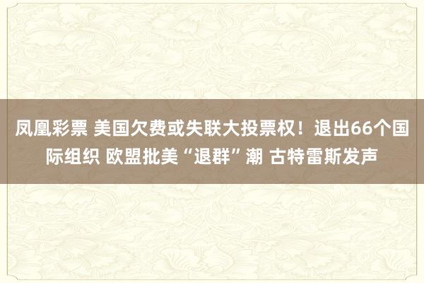 凤凰彩票 美国欠费或失联大投票权！退出66个国际组织 欧盟批美“退群”潮 古特雷斯发声