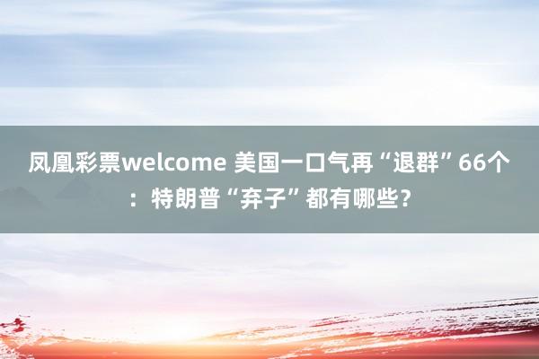凤凰彩票welcome 美国一口气再“退群”66个：特朗普“弃子”都有哪些？
