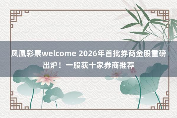 凤凰彩票welcome 2026年首批券商金股重磅出炉！一股获十家券商推荐