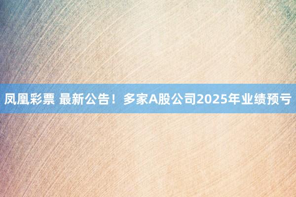 凤凰彩票 最新公告！多家A股公司2025年业绩预亏