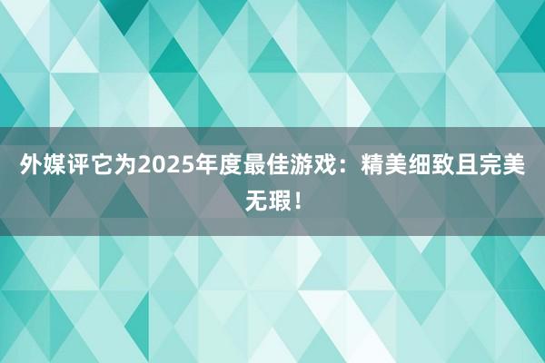 外媒评它为2025年度最佳游戏：精美细致且完美无瑕！