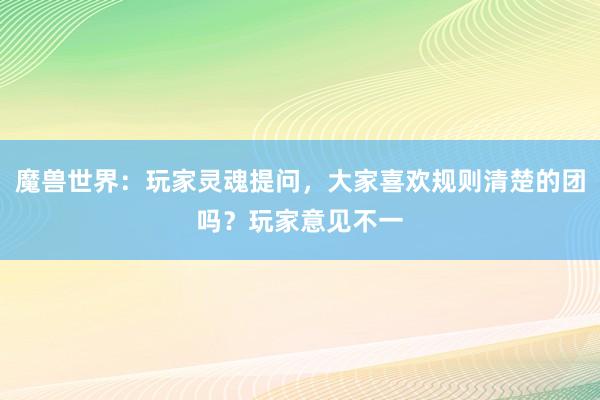 魔兽世界：玩家灵魂提问，大家喜欢规则清楚的团吗？玩家意见不一