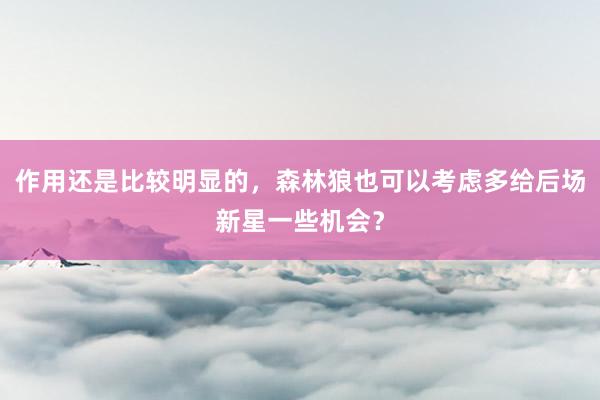 作用还是比较明显的，森林狼也可以考虑多给后场新星一些机会？