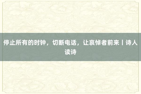 停止所有的时钟，切断电话，让哀悼者前来丨诗人读诗