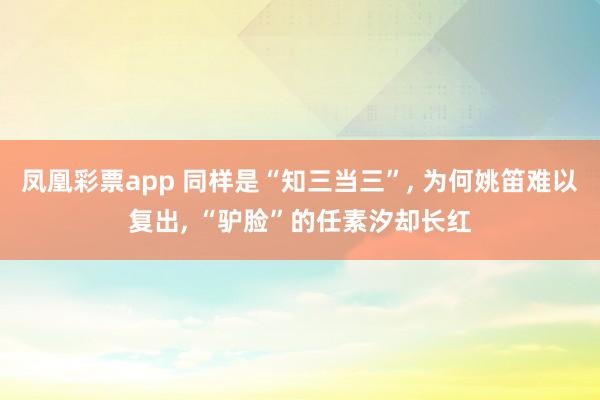 凤凰彩票app 同样是“知三当三”, 为何姚笛难以复出, “驴脸”的任素汐却长红