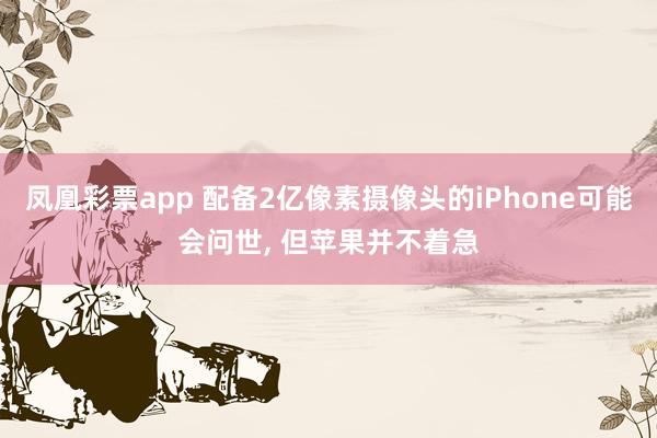 凤凰彩票app 配备2亿像素摄像头的iPhone可能会问世, 但苹果并不着急