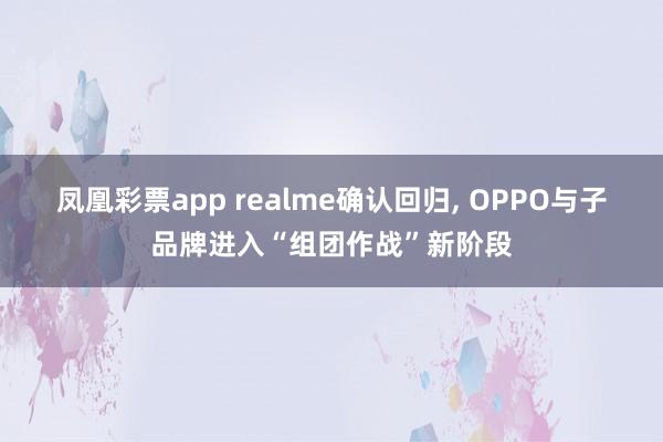 凤凰彩票app realme确认回归, OPPO与子品牌进入“组团作战”新阶段