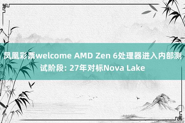凤凰彩票welcome AMD Zen 6处理器进入内部测试阶段: 27年对标Nova Lake