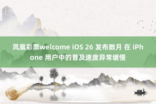 凤凰彩票welcome iOS 26 发布数月 在 iPhone 用户中的普及速度异常缓慢