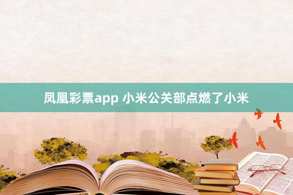 凤凰彩票app 小米公关部点燃了小米